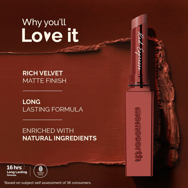 Luxe Matte Long Stay Lipstick with Passion Fruit Oil & Vitamin E   -2g | Red Espresso