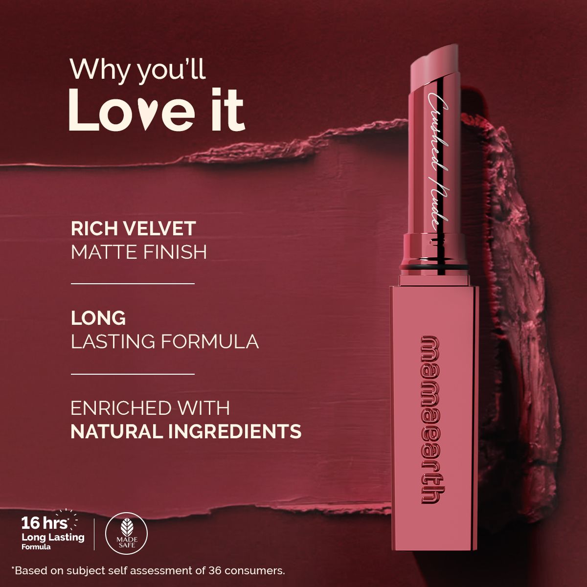 Luxe Matte Long Stay Lipstick with Passion Fruit Oil & Vitamin E   -2g | Crushed Nude