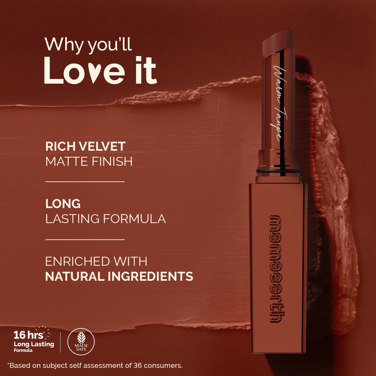 Luxe Matte Long Stay Lipstick with Passion Fruit Oil & Vitamin E   -2g | Warm Taupe