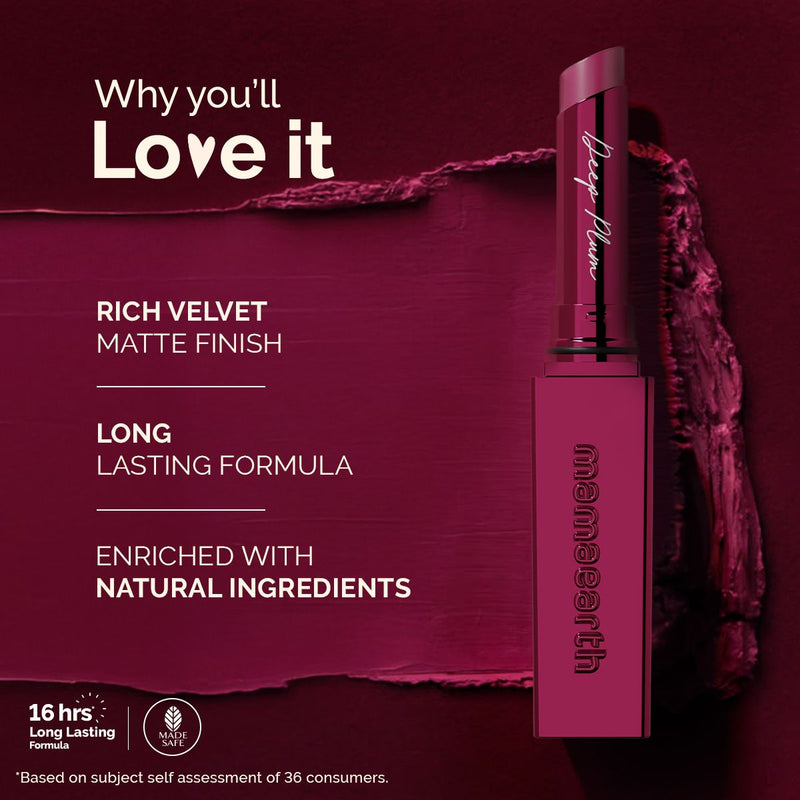 Luxe Matte Long Stay Lipstick with Passion Fruit Oil & Vitamin E   -2g | Deep Plum