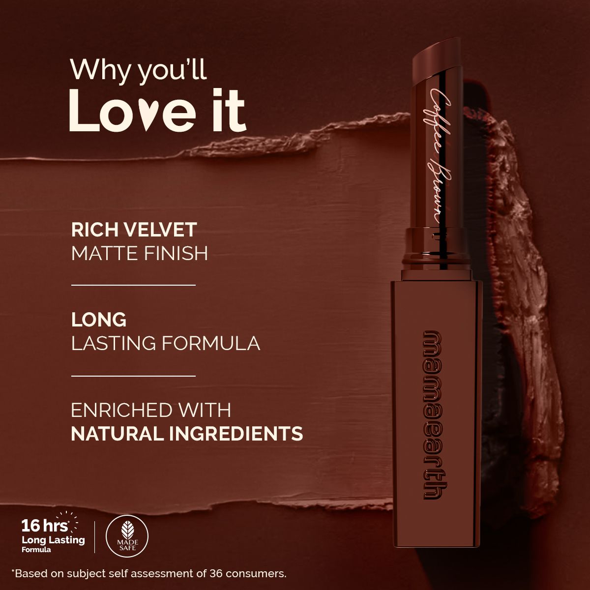 Luxe Matte Long Stay Lipstick with Passion Fruit Oil & Vitamin E   -2g | Coffee Brown