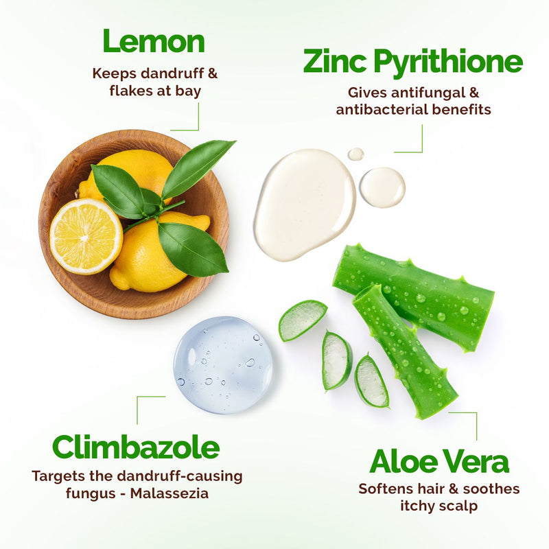 Lemon Anti-Dandruff Shampoo with Lemon & Aloe Vera for Itchy & Flaky Scalp - 600ml