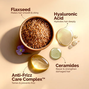 Mamaearth flaxseed shampoo with hyaluronic acid and ceramides