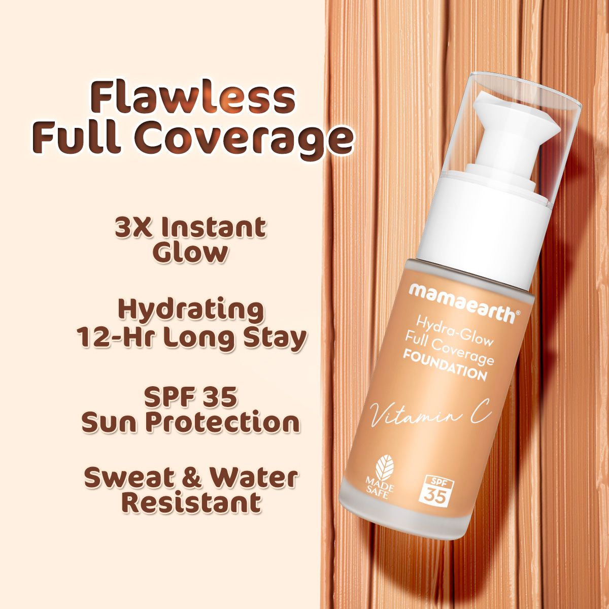 Hydra-Glow Full Coverage Foundation With Vitamin C & Turmeric - 30 ml | Crème Glow