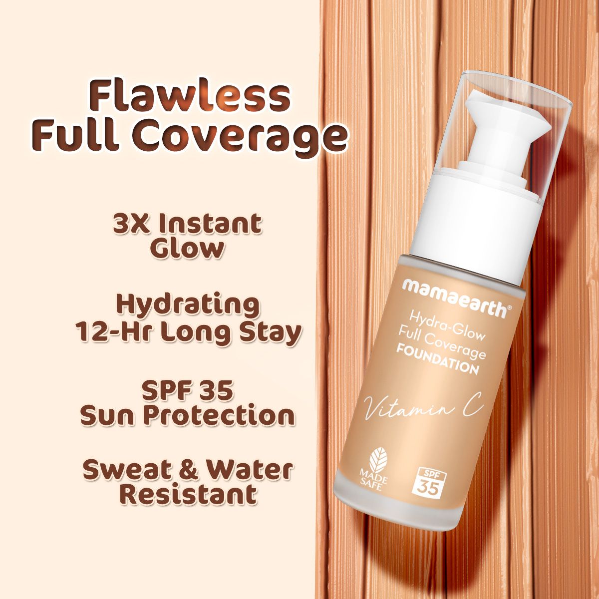 Hydra-Glow Full Coverage Foundation With Vitamin C & Turmeric - 30 ml | Beige Glow