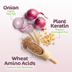Mamaearth onion shampoo with plant keratin and amino acids