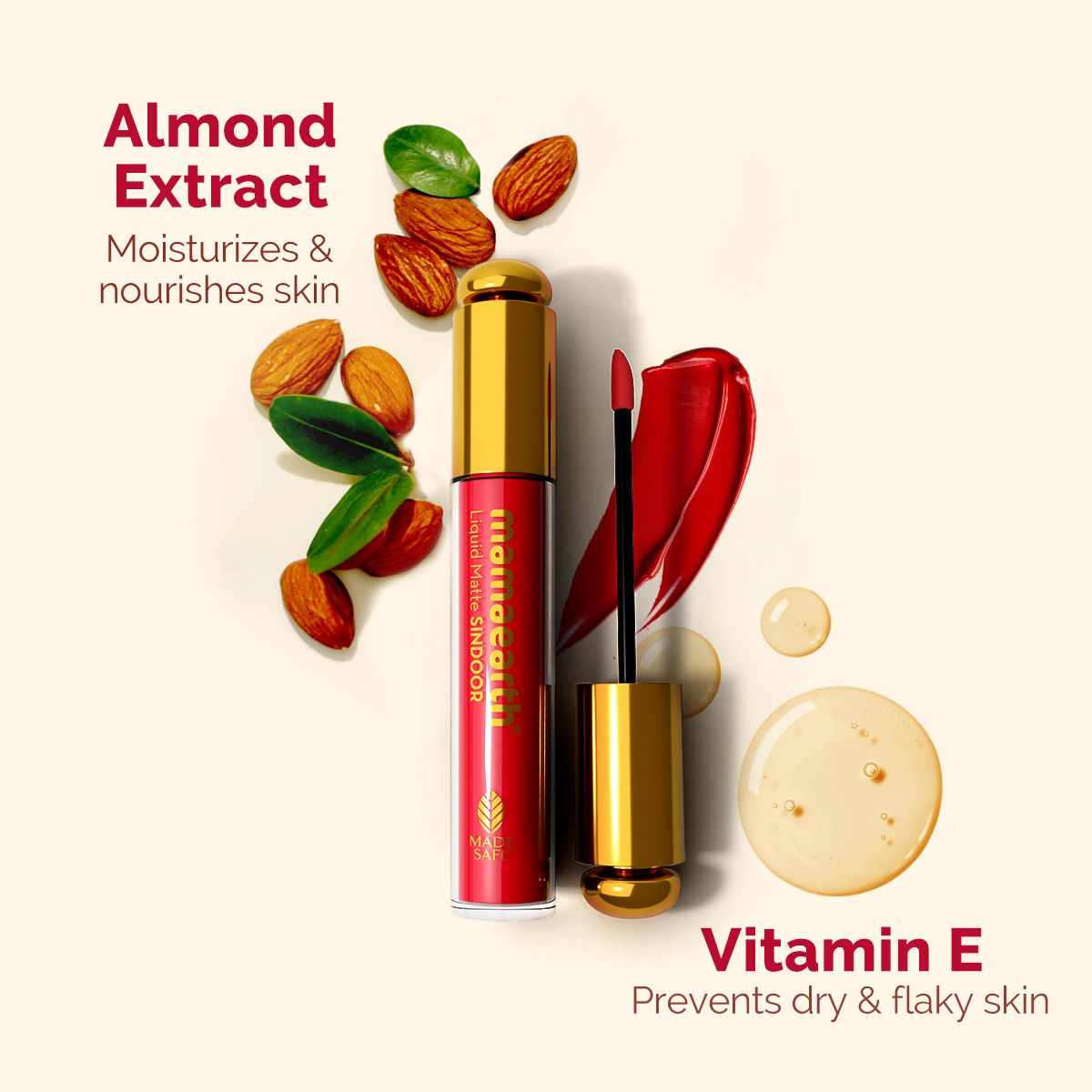 Liquid Matte Sindoor with Almond Extract & Vitamin E - 2.8 ml | 01 - Red