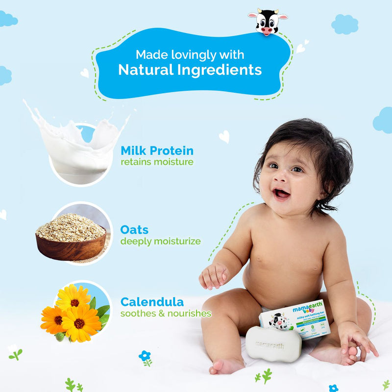 Milky Soft Bathing Bar for Babies with Oats, Milk and Calendula - 75g x 2