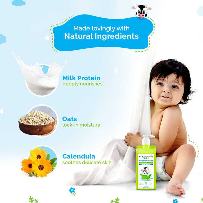 Milky Soft Body Wash for Babies with Oats, Milk and Calendula - 400 ml