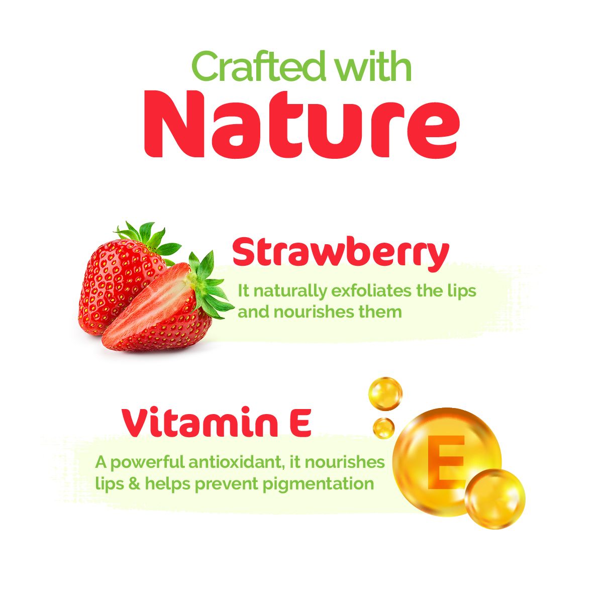 Nourishing Tinted 100% Natural Lip Balm with Vitamin E and Strawberry for Dry & Chapped Lips - 4 g