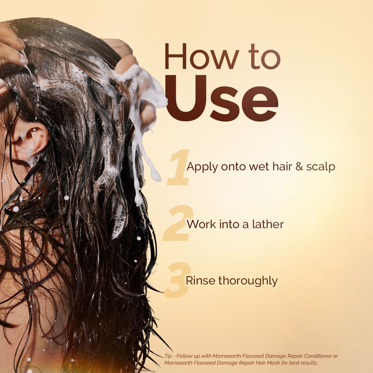 Flaxseed Damage Repair Shampoo with 2% Flaxseed & 1% Hyaluronic Acid for Volume & Shine -250 ml
