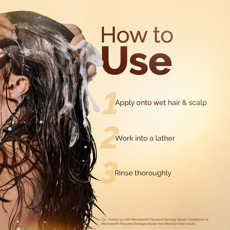 Flaxseed Damage Repair Shampoo with 2% Flaxseed & 1% Hyaluronic Acid for Volume & Shine -250 ml