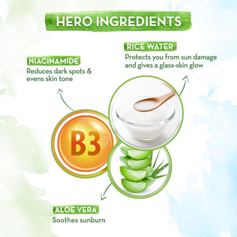 Mamaearth Rice Water Dewy Sunscreen with SPF 50 & PA++++ - 50g