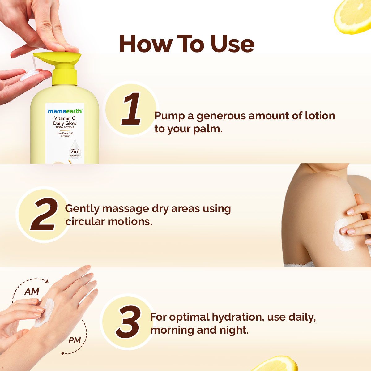 Mamaearth Vitamin C Daily Glow Body Lotion For Skin Brightening 400 ml (Pack of 2)