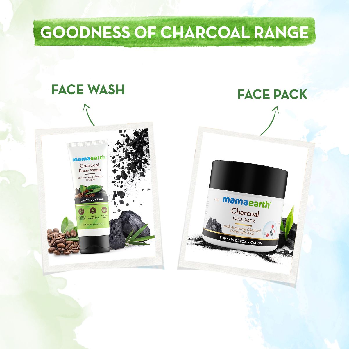 Charcoal Face Pack with Activated Charcoal and Glycolic Acid for Skin Detoxification - 100 g