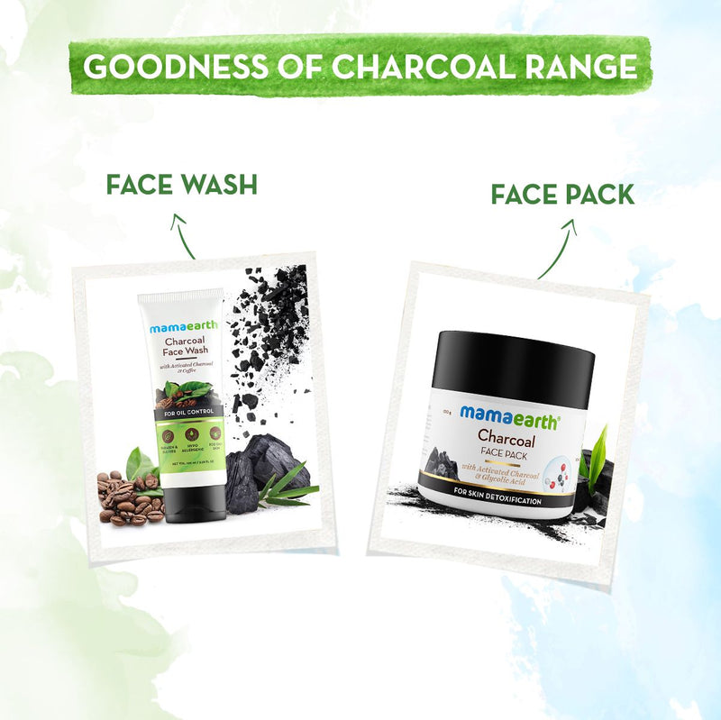 Charcoal Face Pack with Activated Charcoal and Glycolic Acid for Skin Detoxification - 100 g