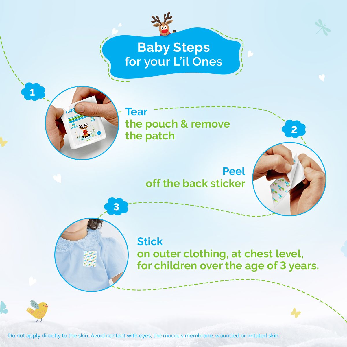 Baby 100% Natural Breathe Easy Vapour Patches with Eucalyptus Oil & Peppermint Oil - 5 pcs