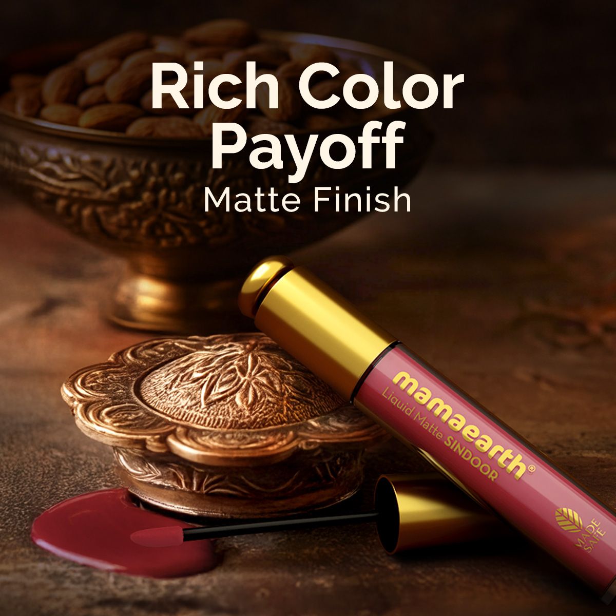 Liquid Matte Sindoor with Almond Extract & Vitamin E - 2.8 ml | 02- Maroon