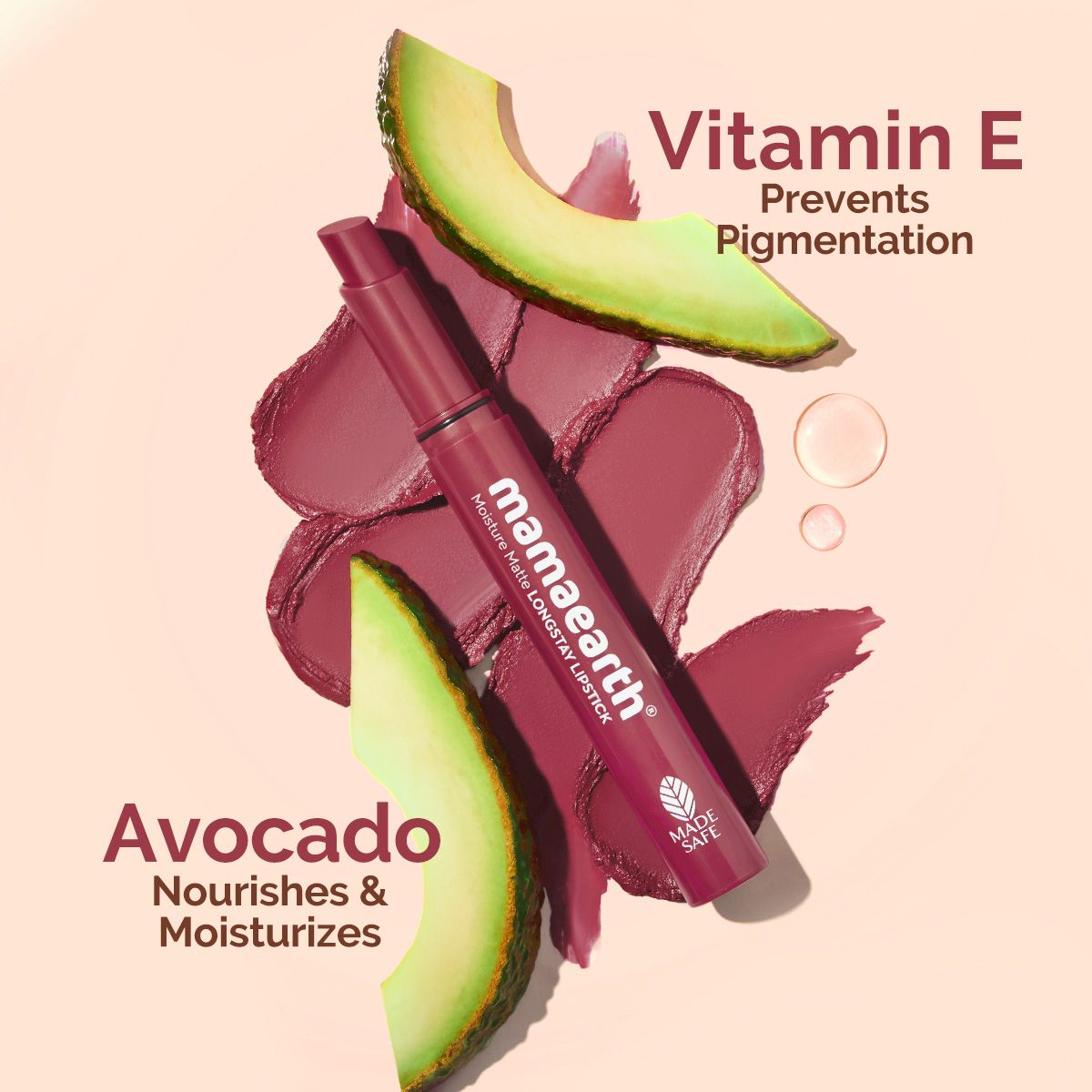 Moisture Matte LongStay Lipstick with Vitamin E & Avocado - 2g | Spiced Petal