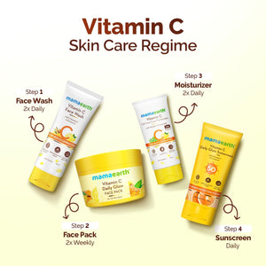Vitamin C skincare regime face wash moisturizer face pack sunscreen