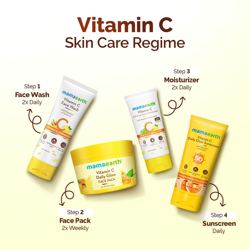Mamaearth Vitamin C Daily Glow Sunscreen SPF 50 PA++++ – In-Vivo Tested (ISO 24444:2019 Certified, CTRI/2025/05/087276) - 80 g