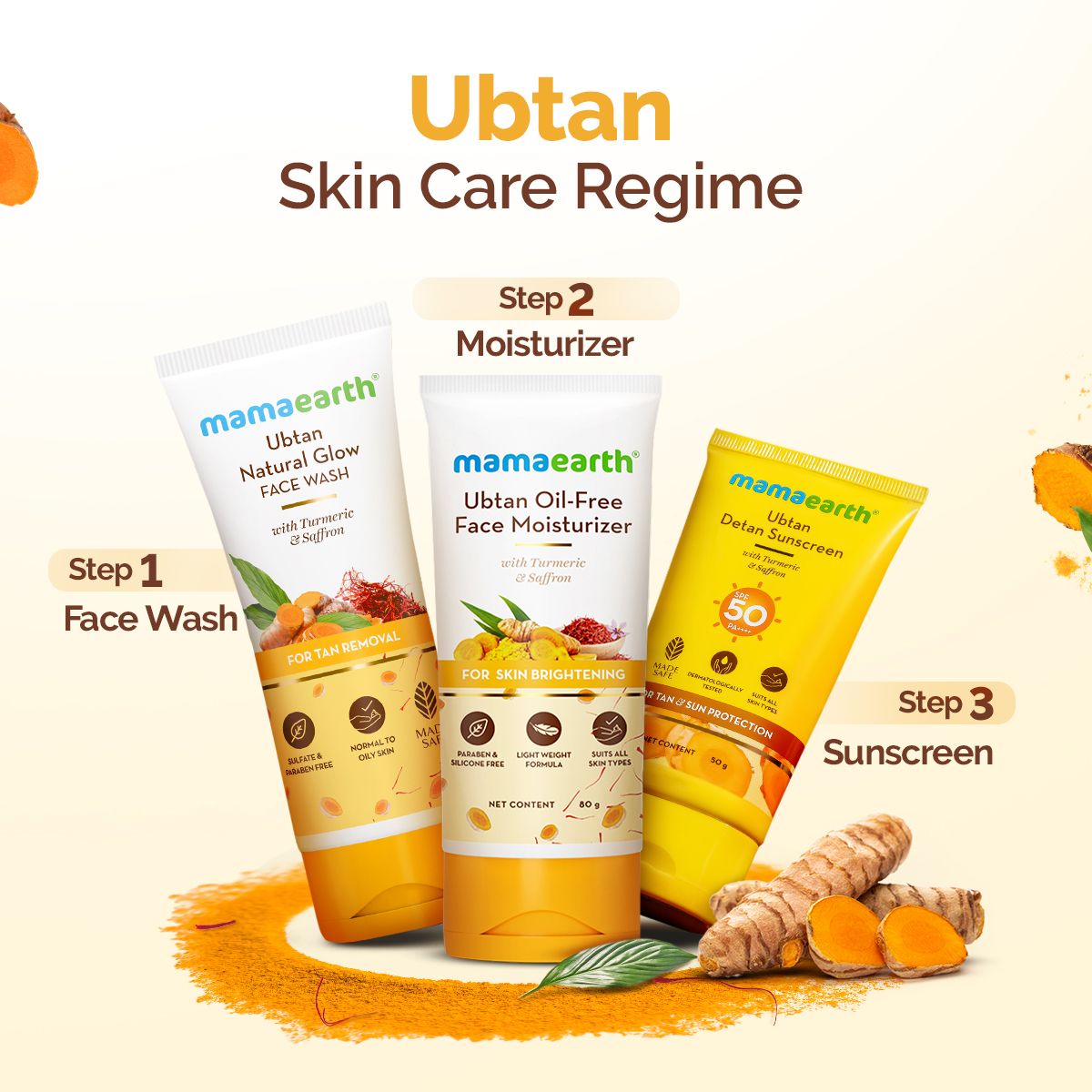 Ubtan Natural Glow Face Wash with Turmeric & Saffron for Tan Removal – 200 ml (Pack of 2)
