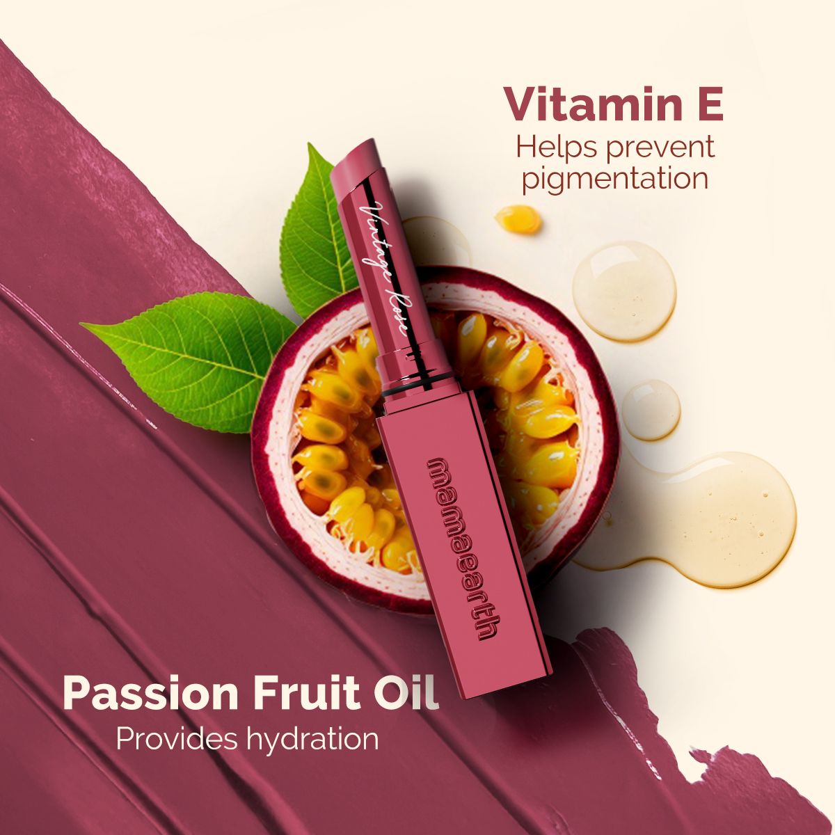 Luxe Matte Long Stay Lipstick with Passion Fruit Oil & Vitamin E   -2g | Vintage Rose