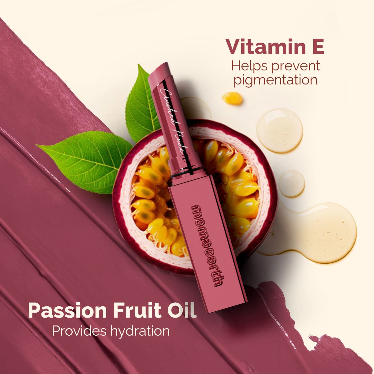 Luxe Matte Long Stay Lipstick with Passion Fruit Oil & Vitamin E   -2g | Crushed Nude