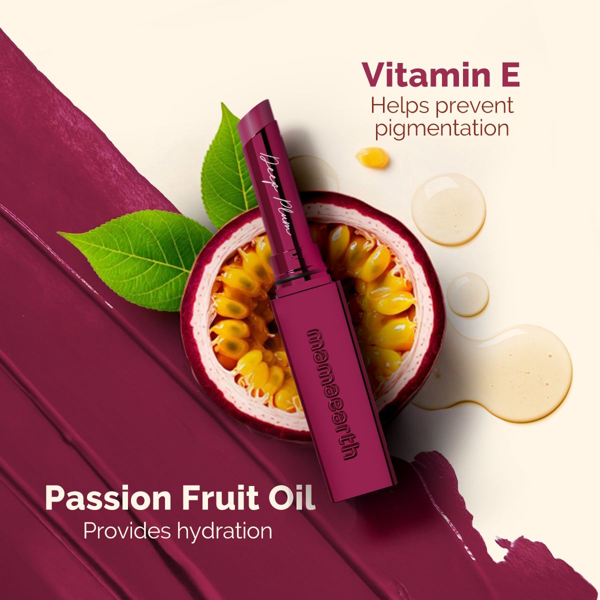 Luxe Matte Long Stay Lipstick with Passion Fruit Oil & Vitamin E   -2g | Deep Plum