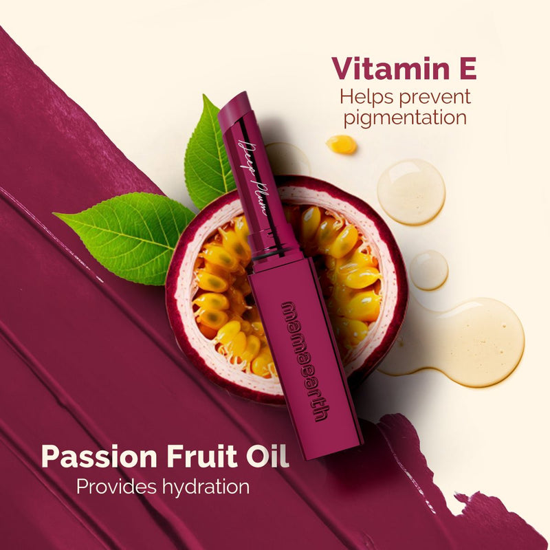 Luxe Matte Long Stay Lipstick with Passion Fruit Oil & Vitamin E   -2g | Deep Plum