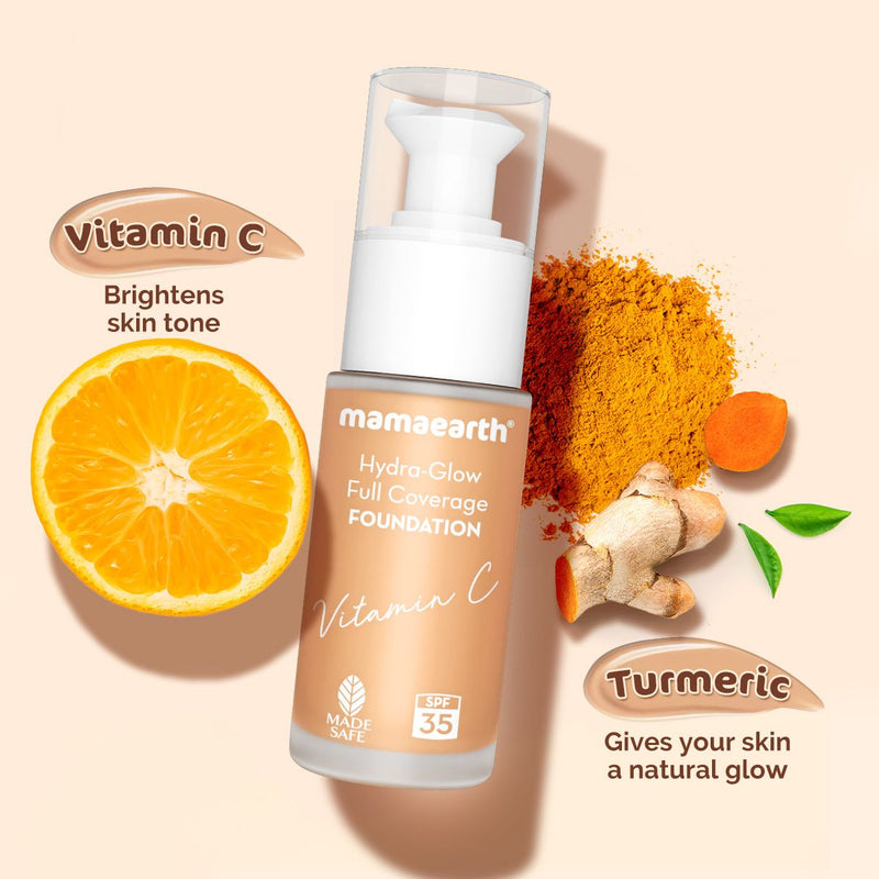 Hydra-Glow Full Coverage Foundation With Vitamin C & Turmeric - 30 ml | Crème Glow