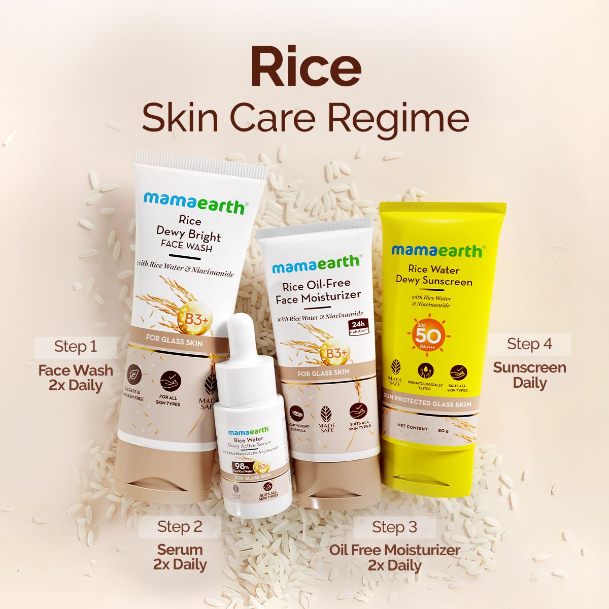Rice Water Dewy Active Serum With Rice Water & 10% Niacinamide For Glass Skin - 10 ml