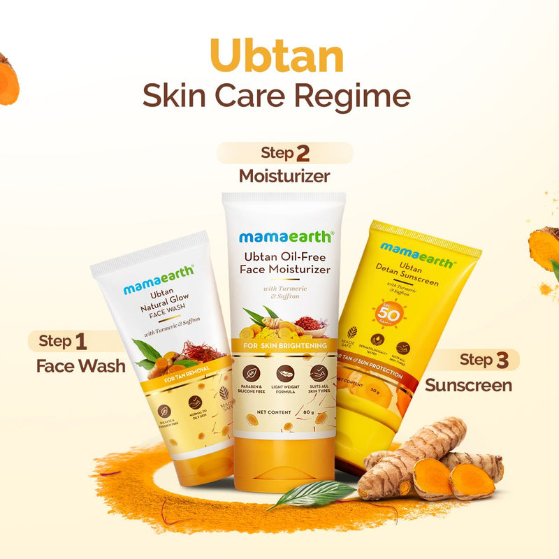 Ubtan Natural Glow Face Wash with Turmeric & Saffron for Tan Removal – 50 ml