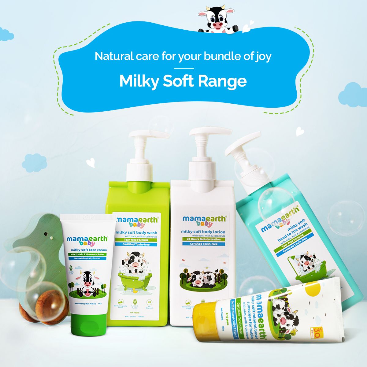 Milky Soft Head to Toe Wash With Oats, Milk, and Calendula  for Babies- 400ml