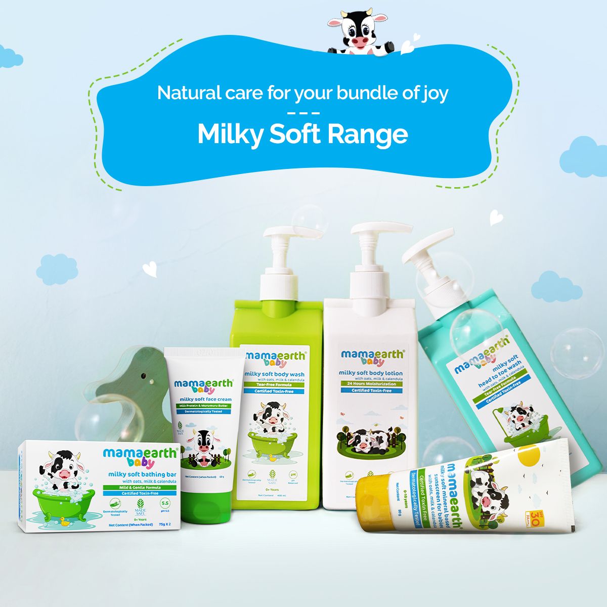 Milky Soft Bathing Bar for Babies with Oats, Milk and Calendula - 75g x 2