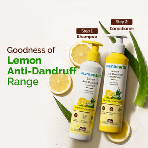 Mamaearth lemon anti dandruff shampoo and conditioner range
