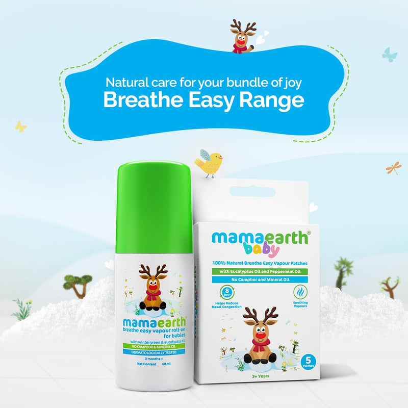 Baby 100% Natural Breathe Easy Vapour Patches with Eucalyptus Oil & Peppermint Oil - 5 pcs
