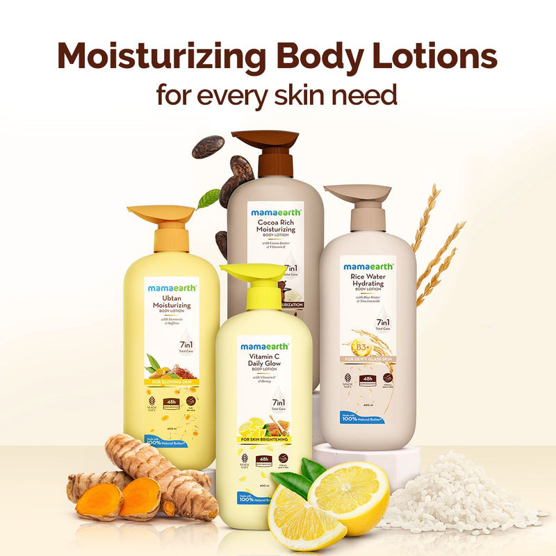 Mamaearth Ubtan Moisturizing Body Lotion with Turmeric & Saffron for Glowing Skin - 400 ml
