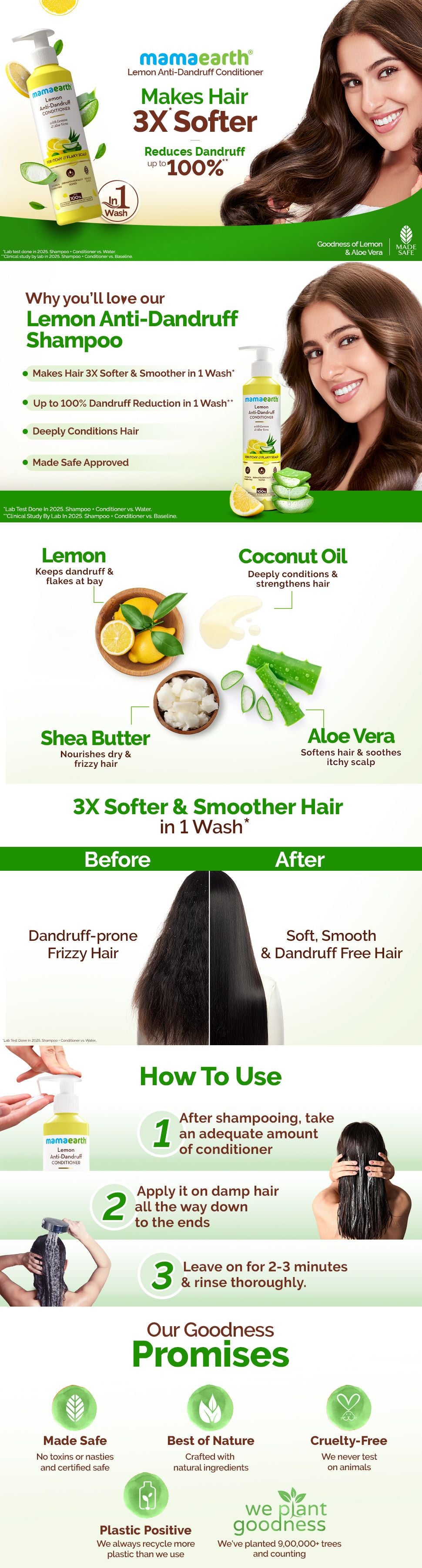 Results of Mamaearth Lemon Anti-Dandruff Conditioner