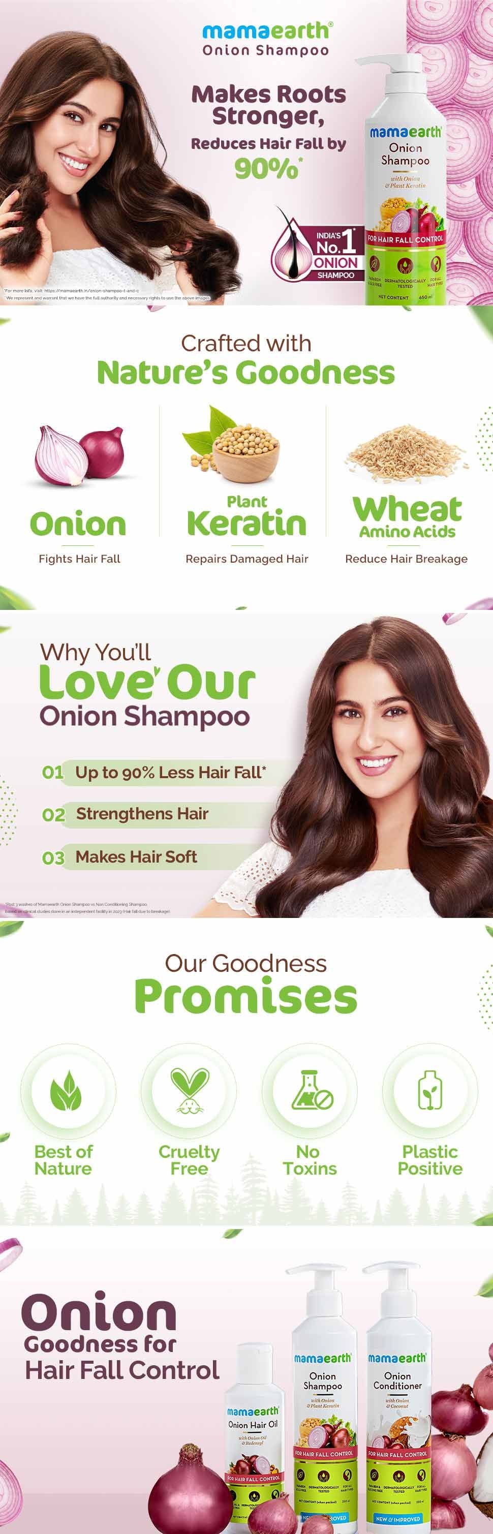 Results of Mamaearth Onion Shampoo with Onion & Plant Keratin