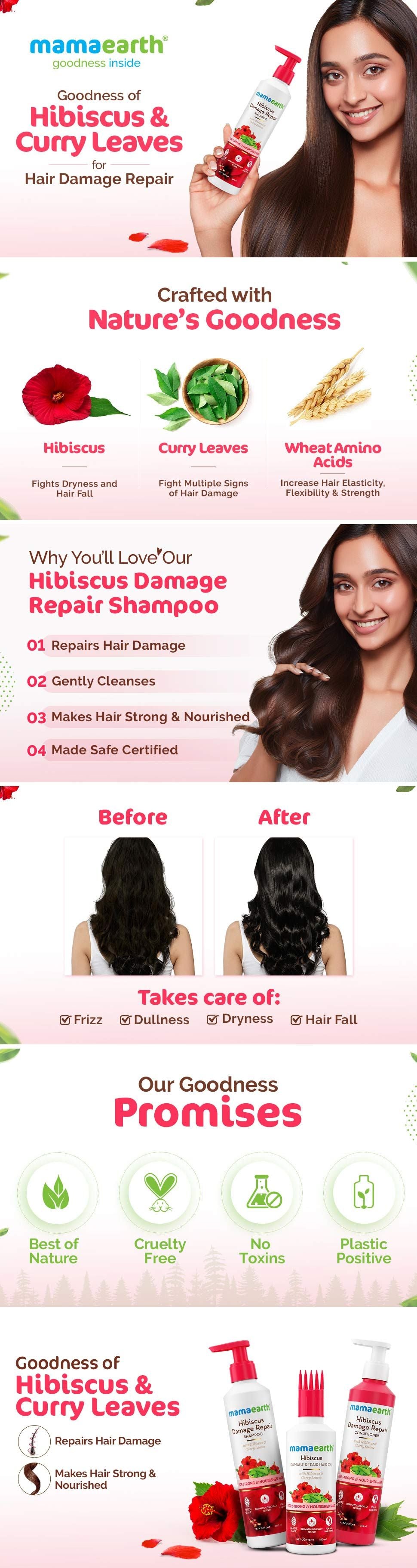Results of Mamaearth Hibiscus Damage Repair Shampoo