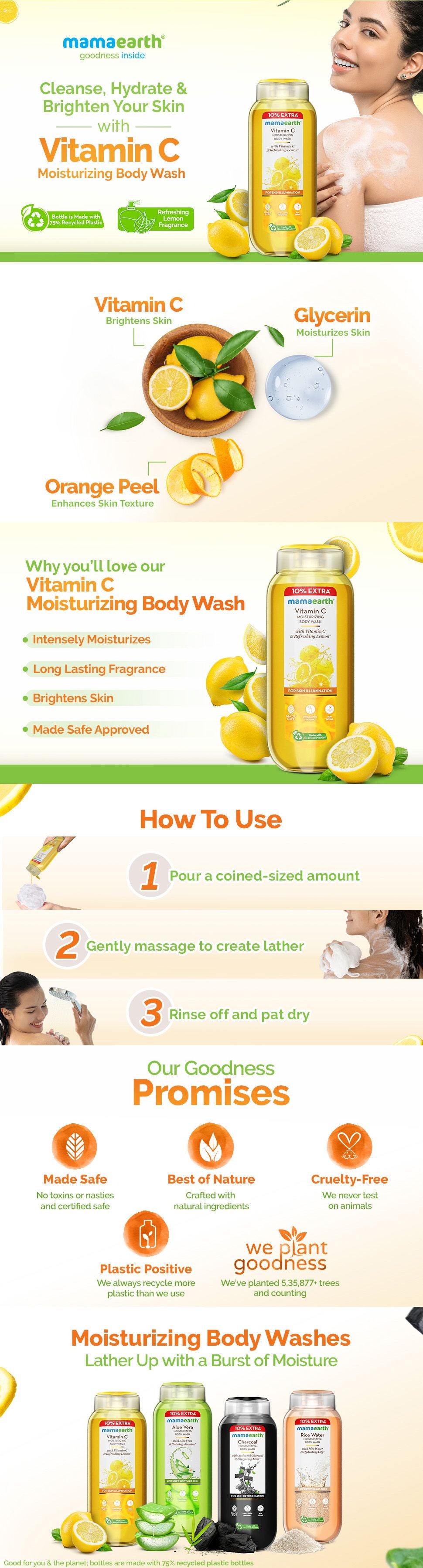 Results of Mamaearth Vitamin C Moisturizing Body Wash