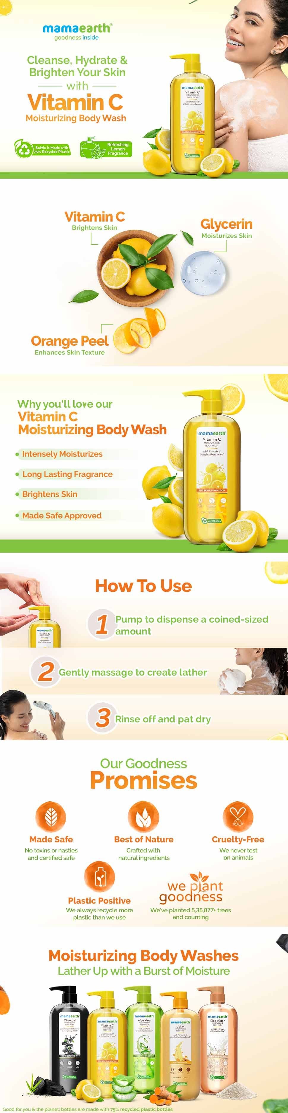Results of Mamaearth Vitamin C Moisturizing Body Wash