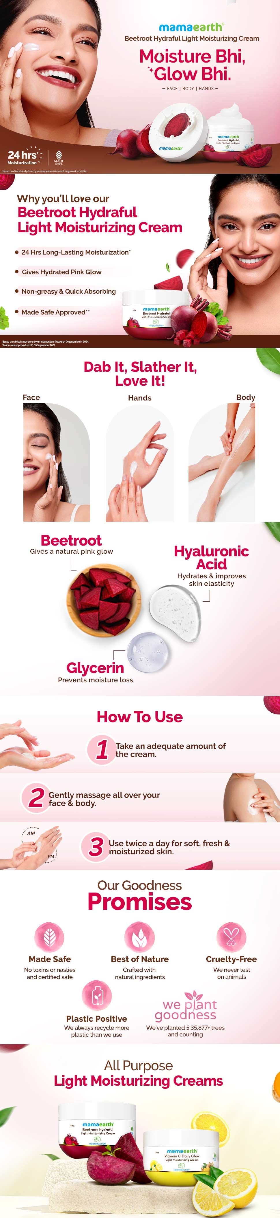 Results of Mamaearth Beetroot Hydraful Light Moisturizing Cream
