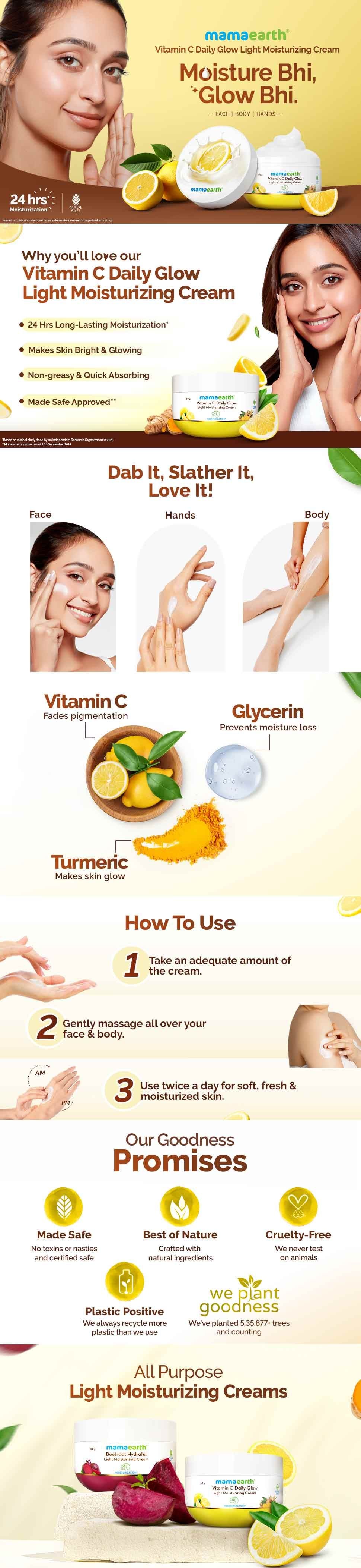 Results of Mamaearth Vitamin C Daily Glow Light Moisturizing Cream
