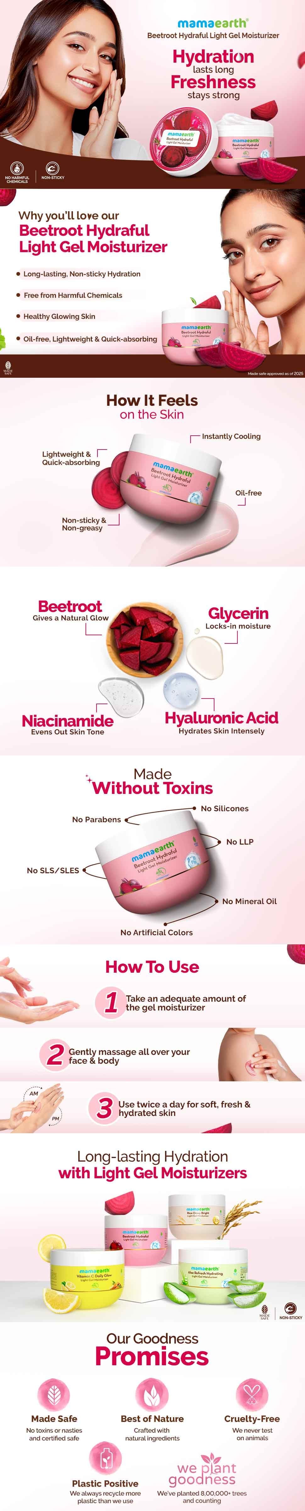 About Mamaearth Beetroot Hydraful Light Gel Moisturizer - 200 g