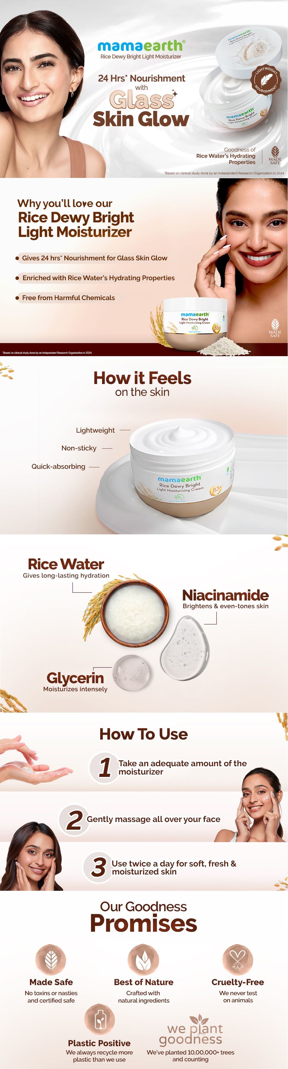 Results of Mamaearth Rice Dewy Bright Light Moisturizer
