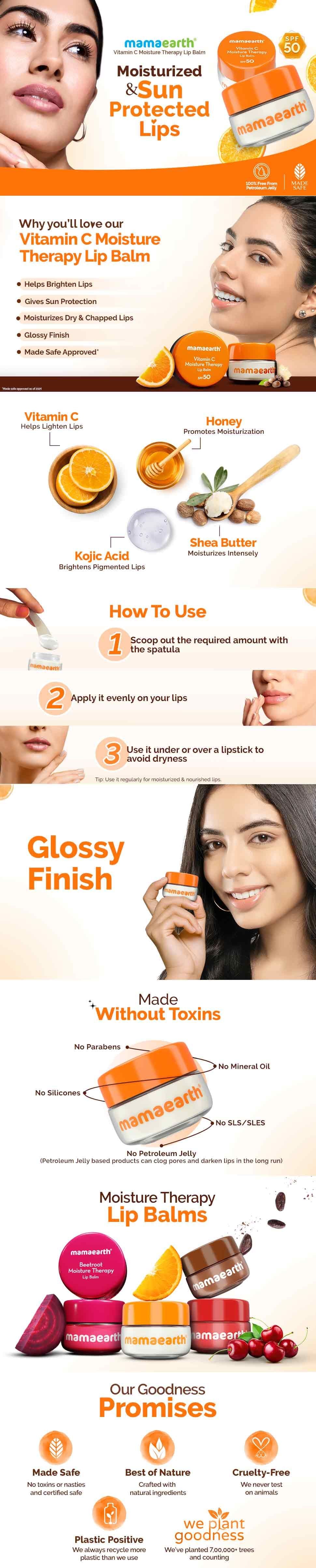 Results of Mamaearth Vitamin C Moisture Therapy Lip Balm SPF 50