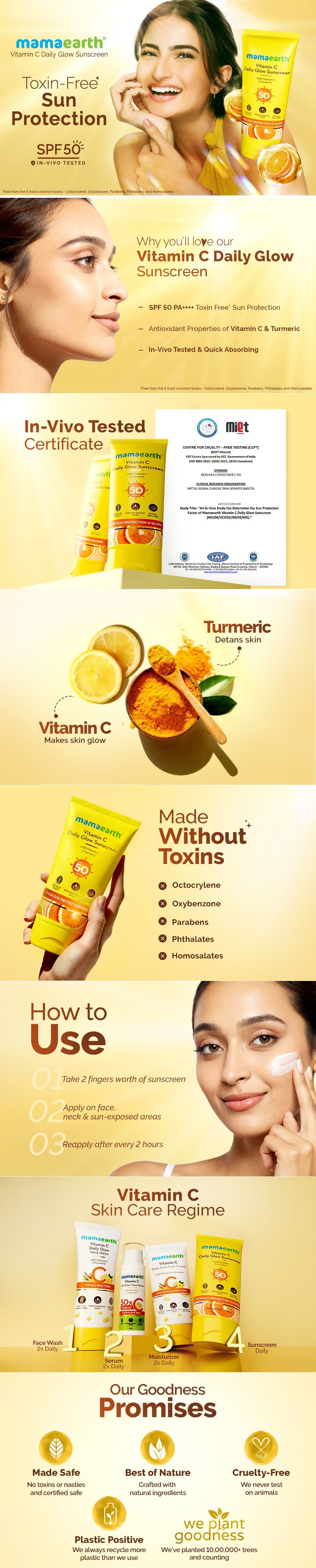 Results of Mamaearth Vitamin C daily glow sunscreen