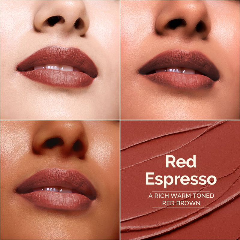 Luxe Matte Long Stay Lipstick with Passion Fruit Oil & Vitamin E   -2g | Red Espresso